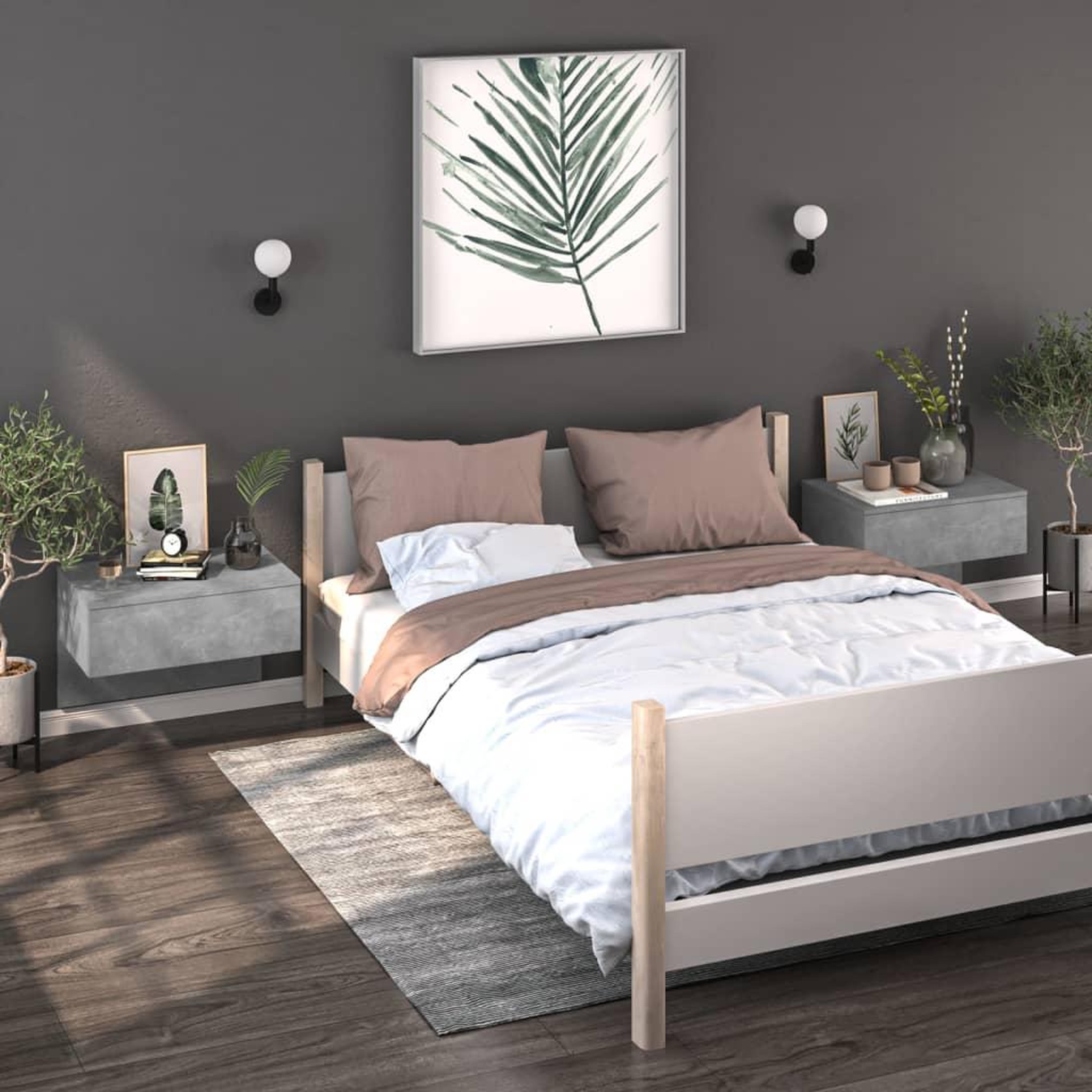 Voir la diapositive 3 : VIDAXL Table de chevet murale Gris beton