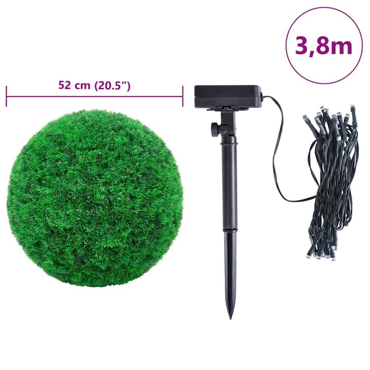 VIDAXL Boules de buis artificielles avec lumieres LED 2 pcs vert 52 cm