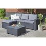 Voir la diapositive 2 : Keter Salon de jardin en résine imitation rotin tressé - Gris graphite - Avec pouf et table basse - KETER - 4 personnes - CALIFORNIA