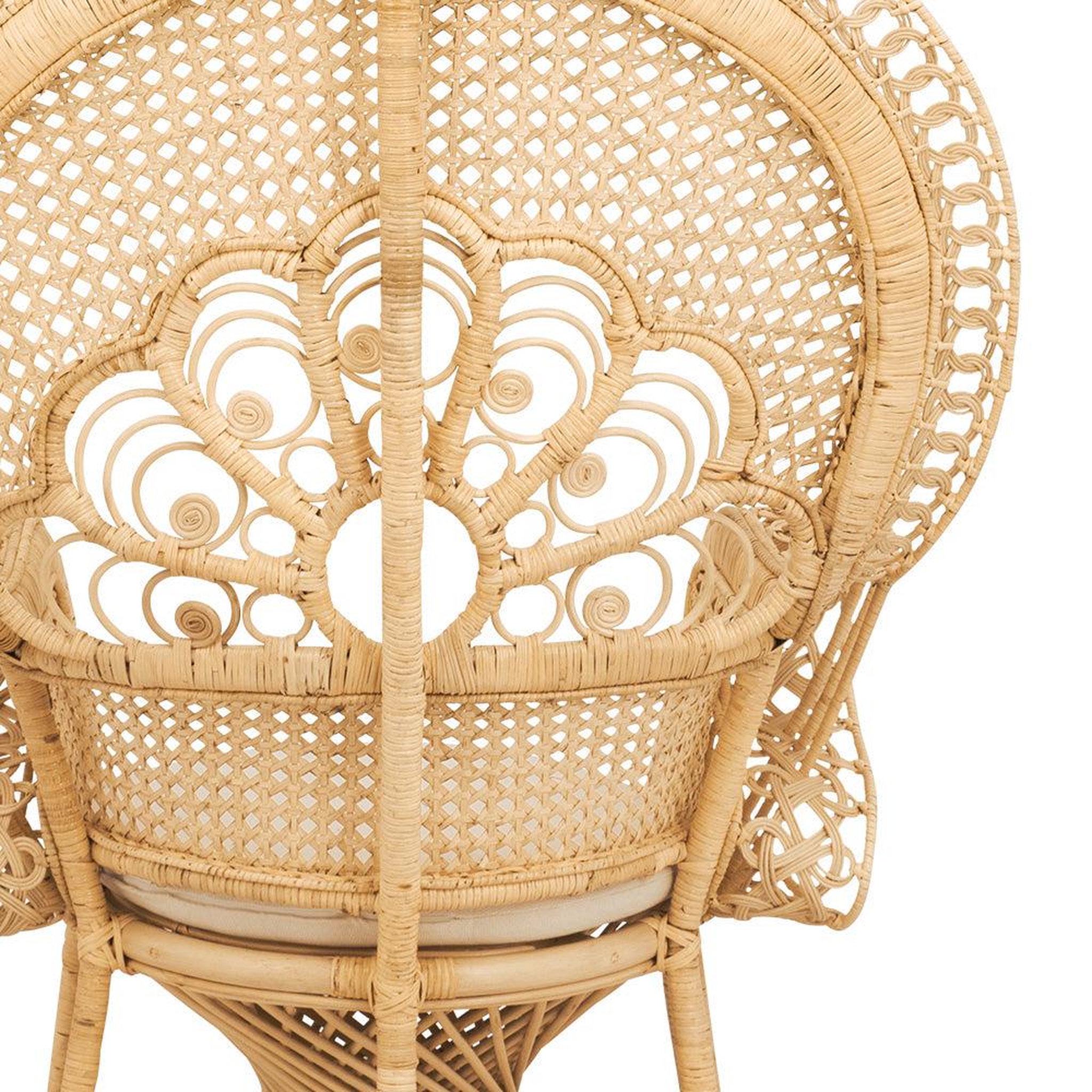 Voir la diapositive 6 : MAISON PAVANE Fauteuil en rotin naturel et coussin blanc-Eloa