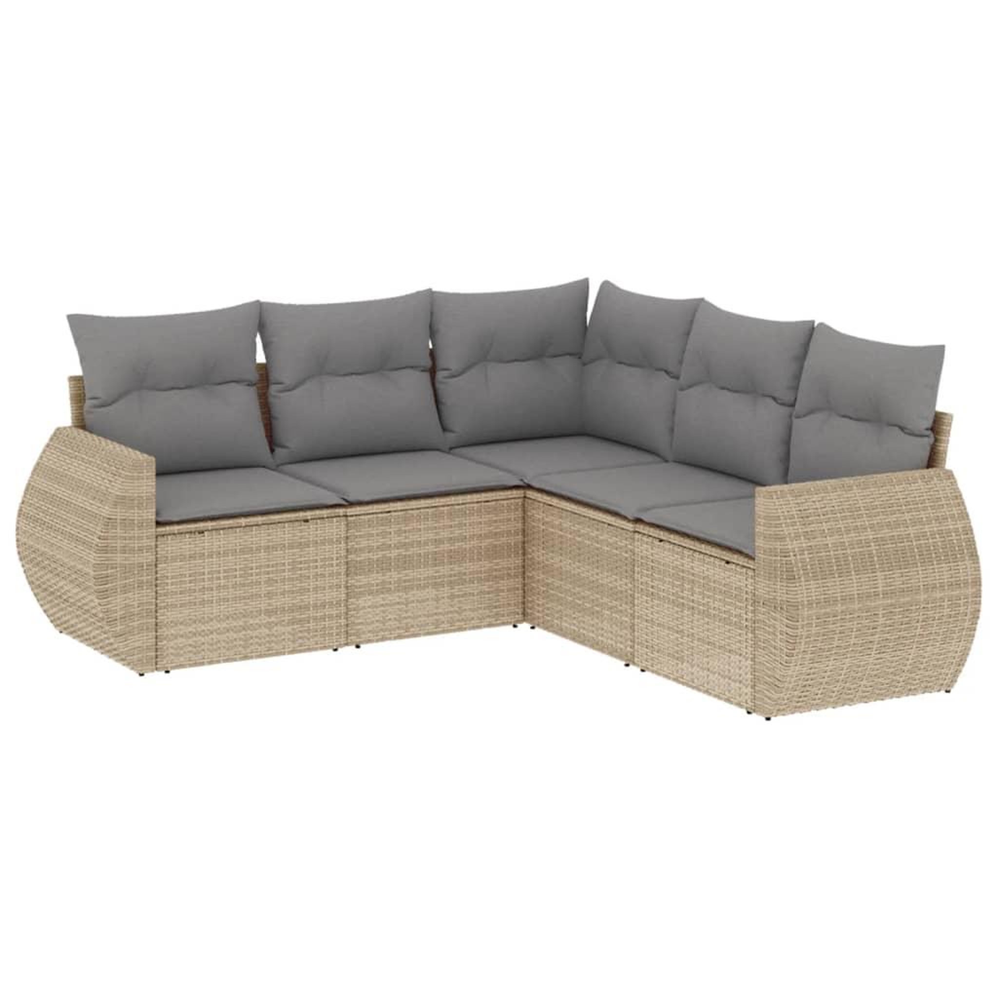 Voir la diapositive 2 : VIDAXL Salon de jardin avec coussins 5 pcs beige resine tressee