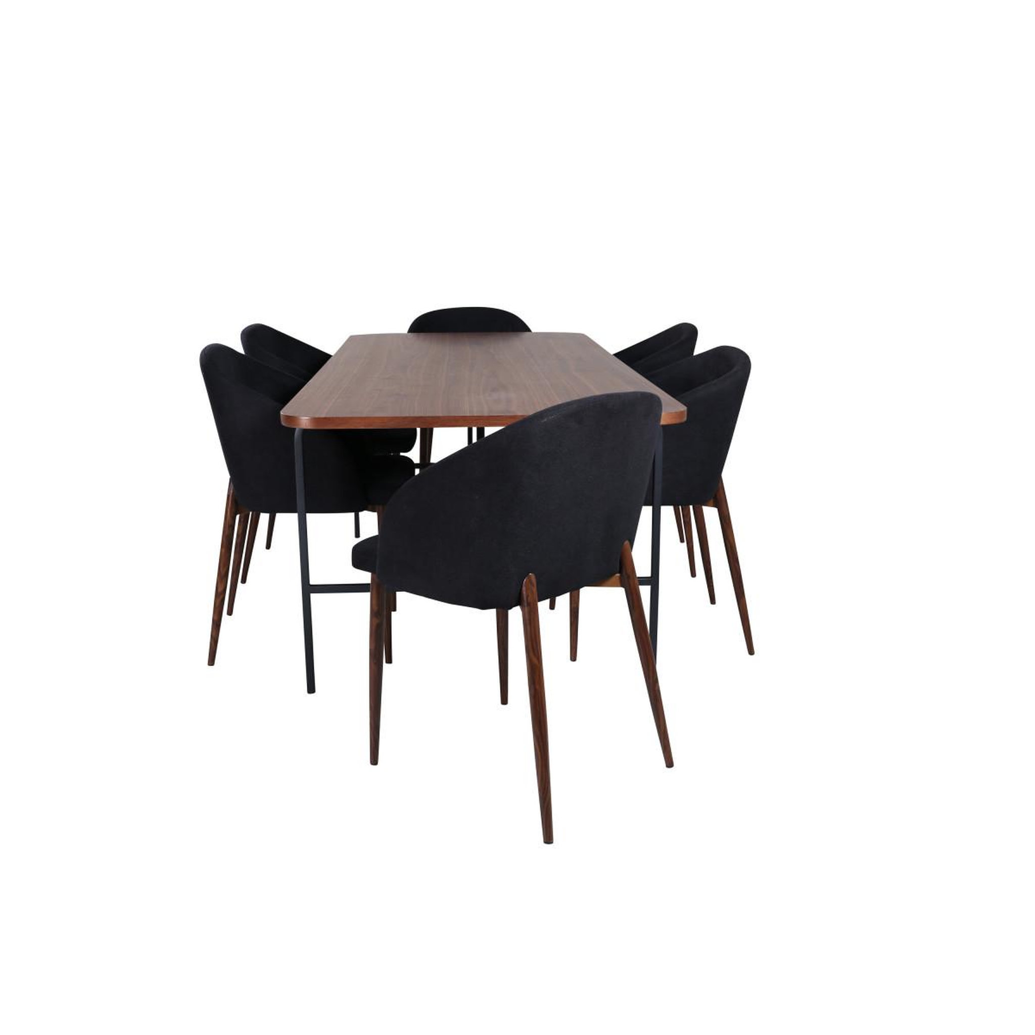 Voir la diapositive 2 : Paris Prix Ensemble table à manger & 6 chaises  uno & arch  200cm noir & marron