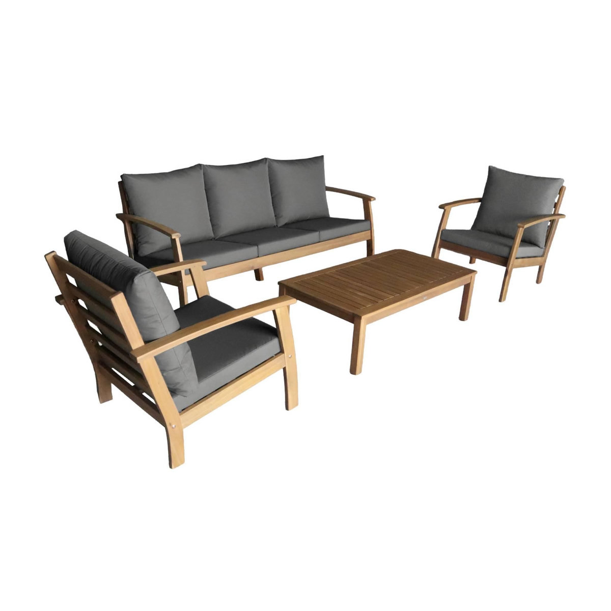 SWEEEK Salon de jardin USHUAIA 5 places en bois d'acacia, un canapé, une table, deux fauteuils