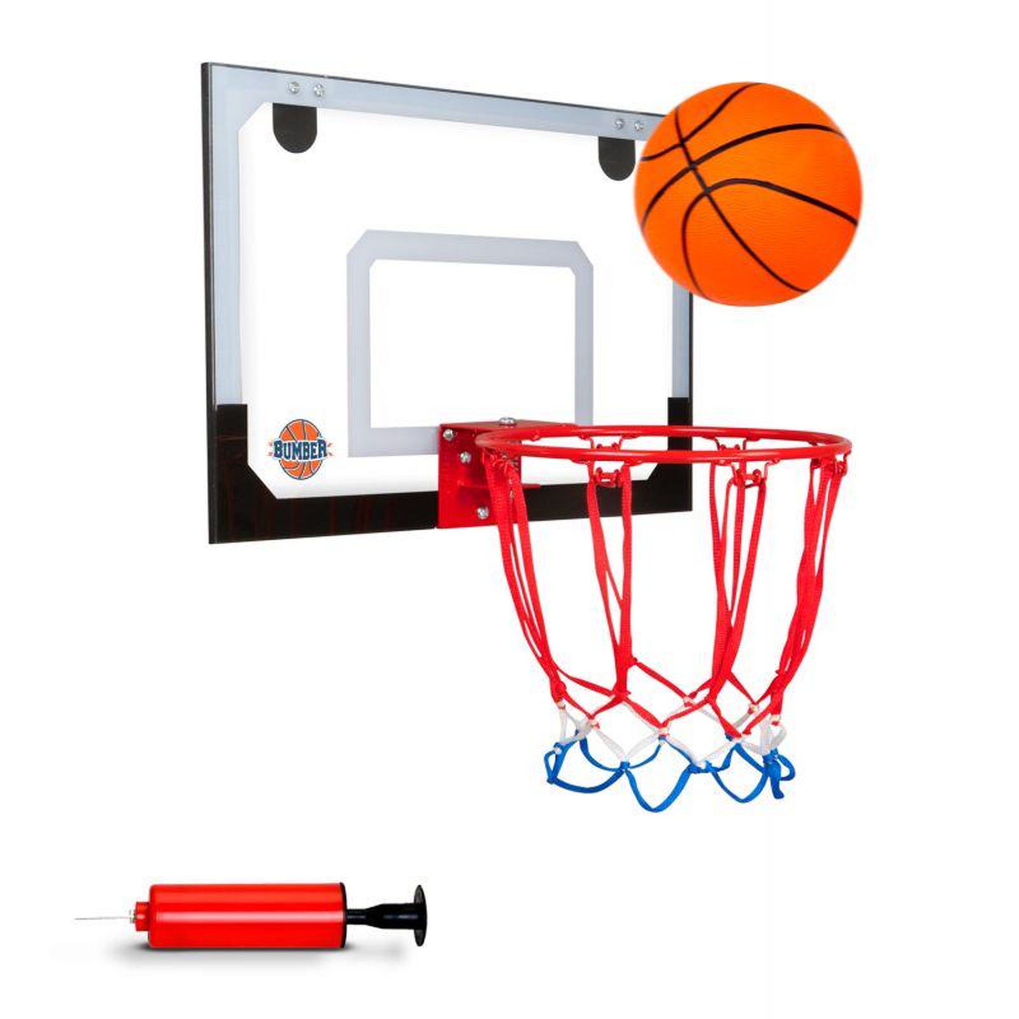 Voir la diapositive 5 : BUMBER Panier de Basket de porte AUSTIN à accrocher tout inclus 1 ballon et 1 pompe