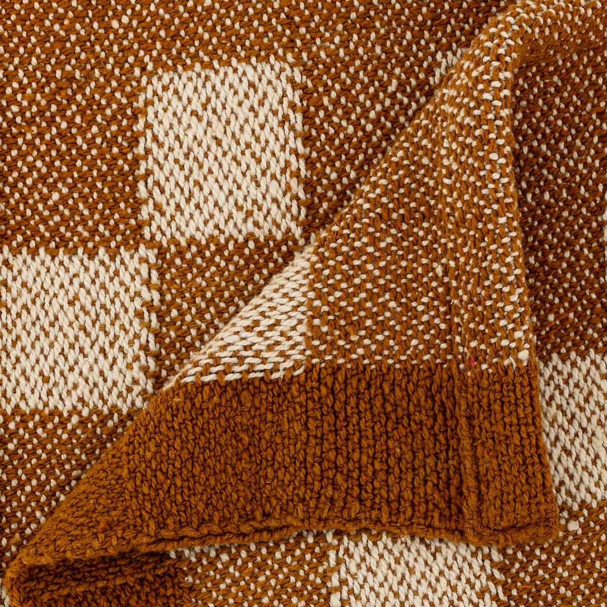 Voir la diapositive 2 : ATMOSPHERA Plaid tricot damier  itha  130x180cm ocre
