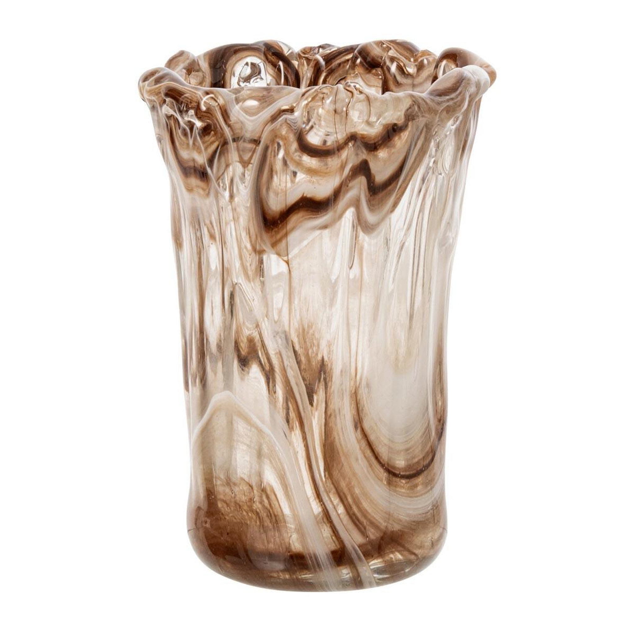 J-LINE Vase marbré en verre  pavel  24cm beige