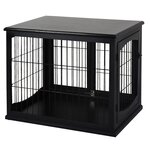 PAWHUT Cage pour chien animaux cage en bois MDF classe E1 3 portes verrouillables max. 30 Kg dim. 81L x 58l x 66H cm noir