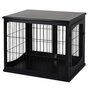 Voir la diapositive 1 : PAWHUT Cage pour chien animaux cage en bois MDF classe E1 3 portes verrouillables max. 30 Kg dim. 81L x 58l x 66H cm noir