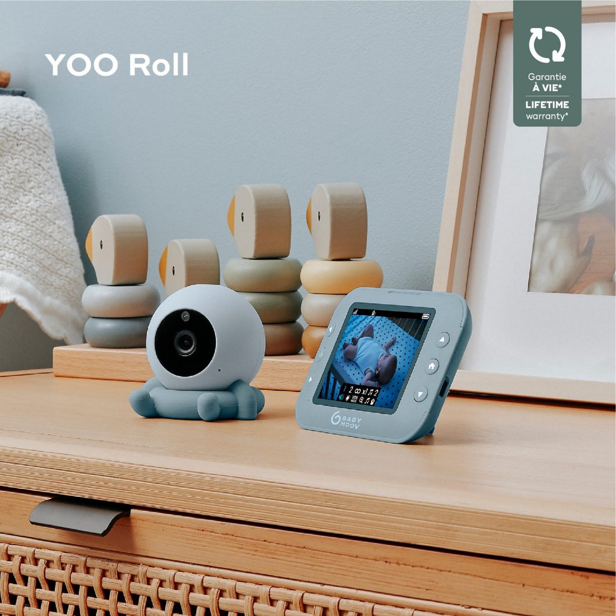 BABYMOOV Babyphone Caméra Additionnelle Sans Fil YOO Roll Babymoov - Rechargeable Autonomie 10h - Portée 300m