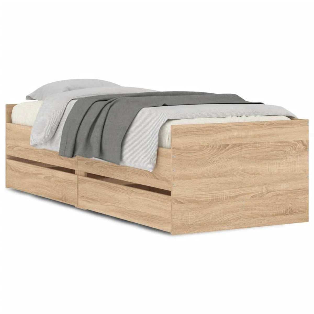 VIDAXL Cadre de lit avec tiroirs sans matelas chene sonoma 90x190 cm