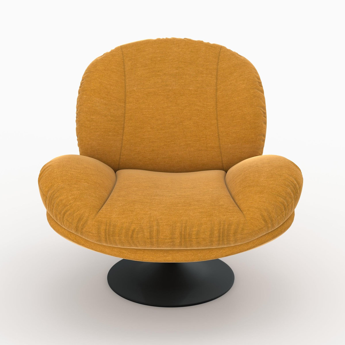 Rendez vous déco Fauteuil pivotant en tissu effet velours jaune moutarde-Ricci
