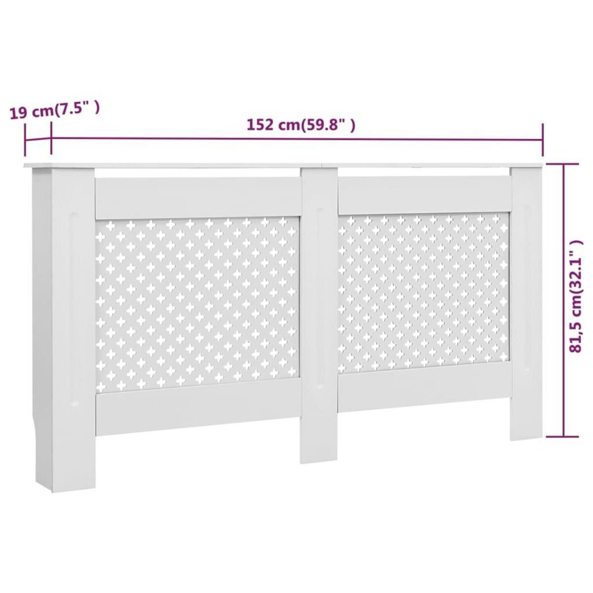 VIDAXL Cache-radiateurs 2 pcs Blanc 152x19x81,5 cm MDF