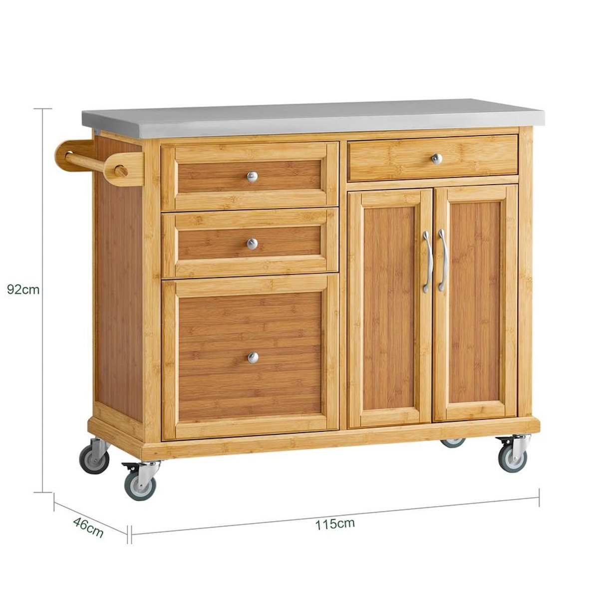 SOBUY SoBuy - Îlot De Cuisine à 4 tiroirs - Couleur Bois - 115x46x92cm - Fonctionnel - FKW70-N