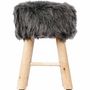 Voir la diapositive 2 : ATMOSPHERA Tabouret Imitation Fourrure  Oslo  42cm Gris