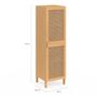 Voir la diapositive 5 : ID MARKET Armoire de rangement EDHEN 1 porte 3 étagères bois et cannage