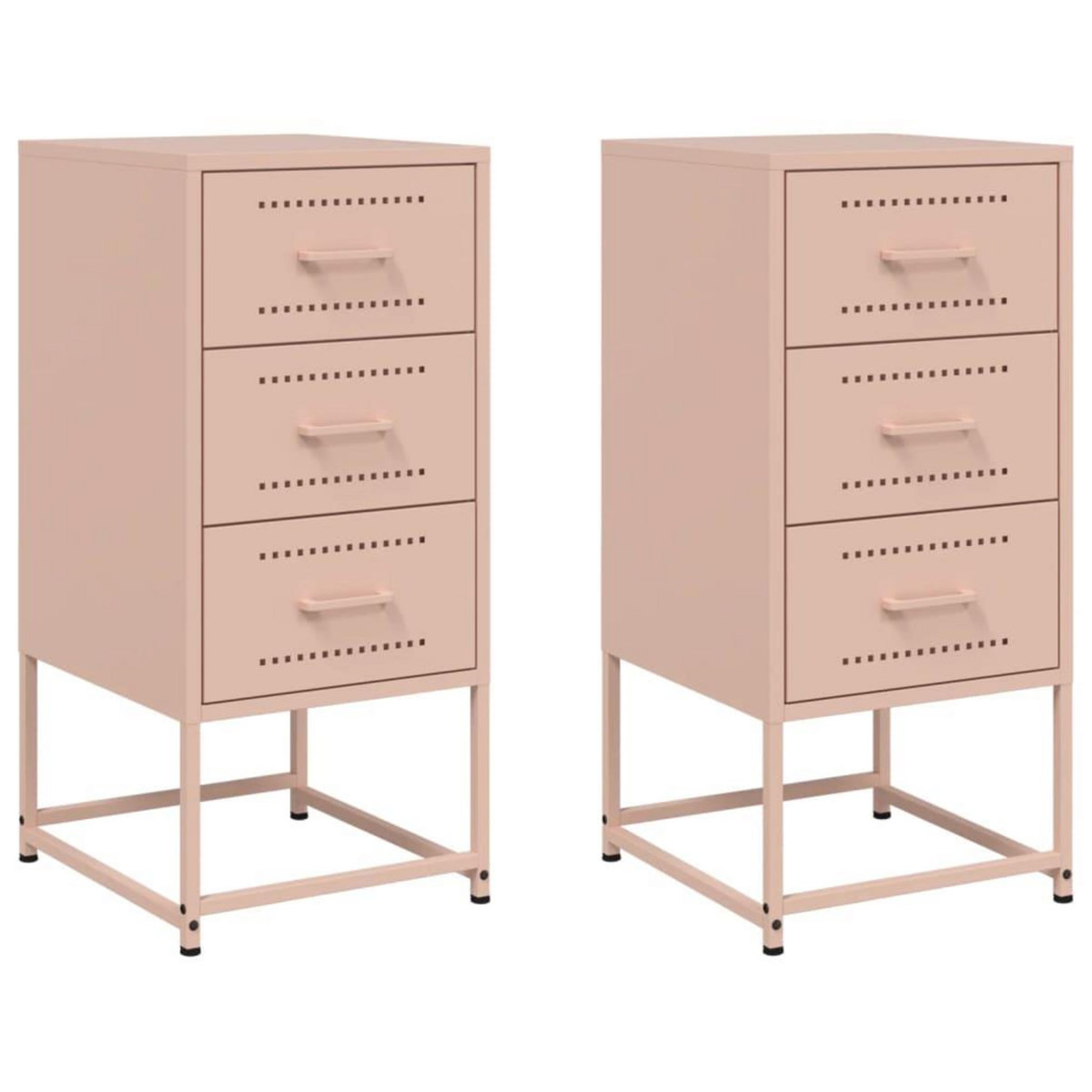 VIDAXL Tables de chevet 2 pcs rose 36x39x78 cm acier