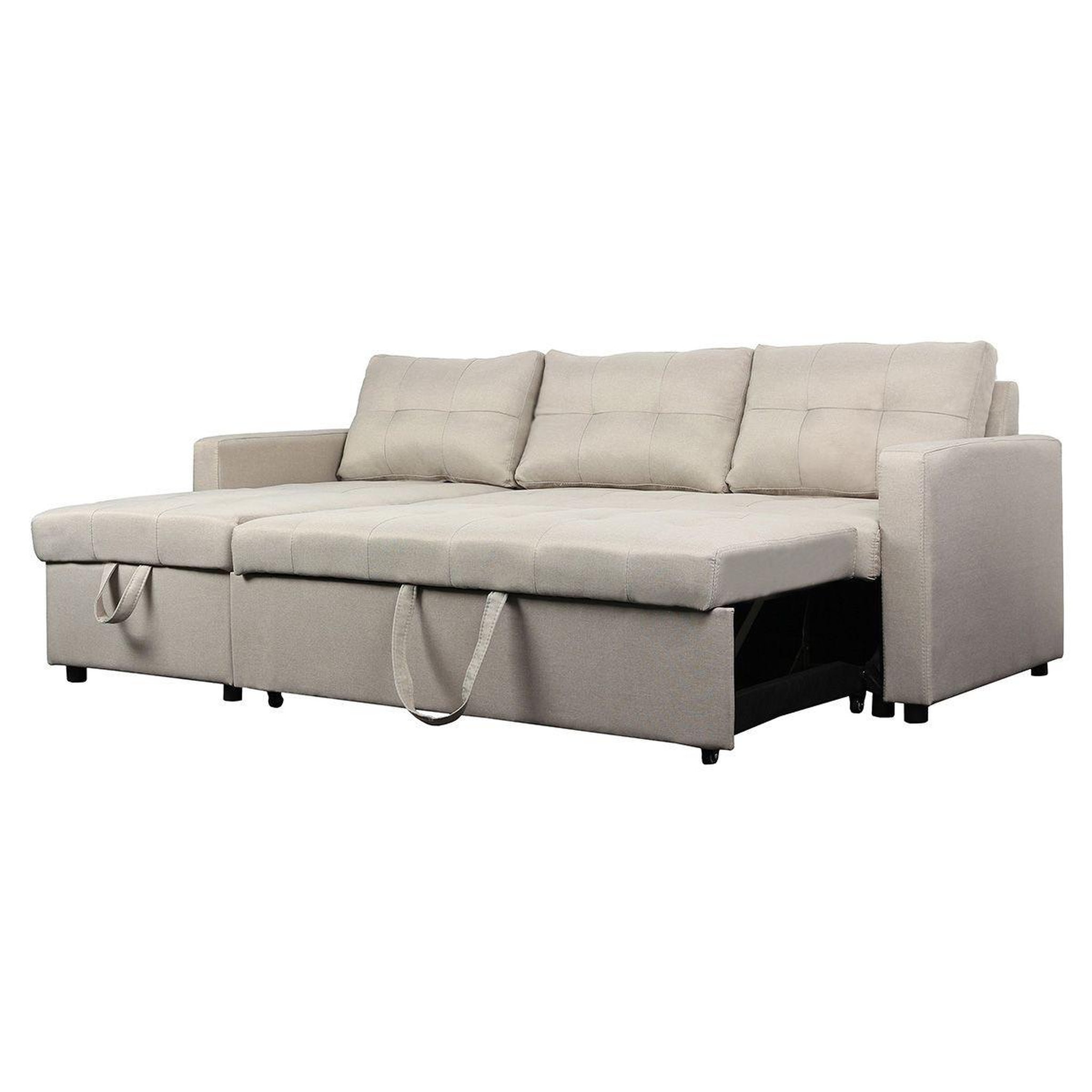 Voir la diapositive 5 : Paris Prix Canapé d'angle convertible tissu  corto  221cm beige