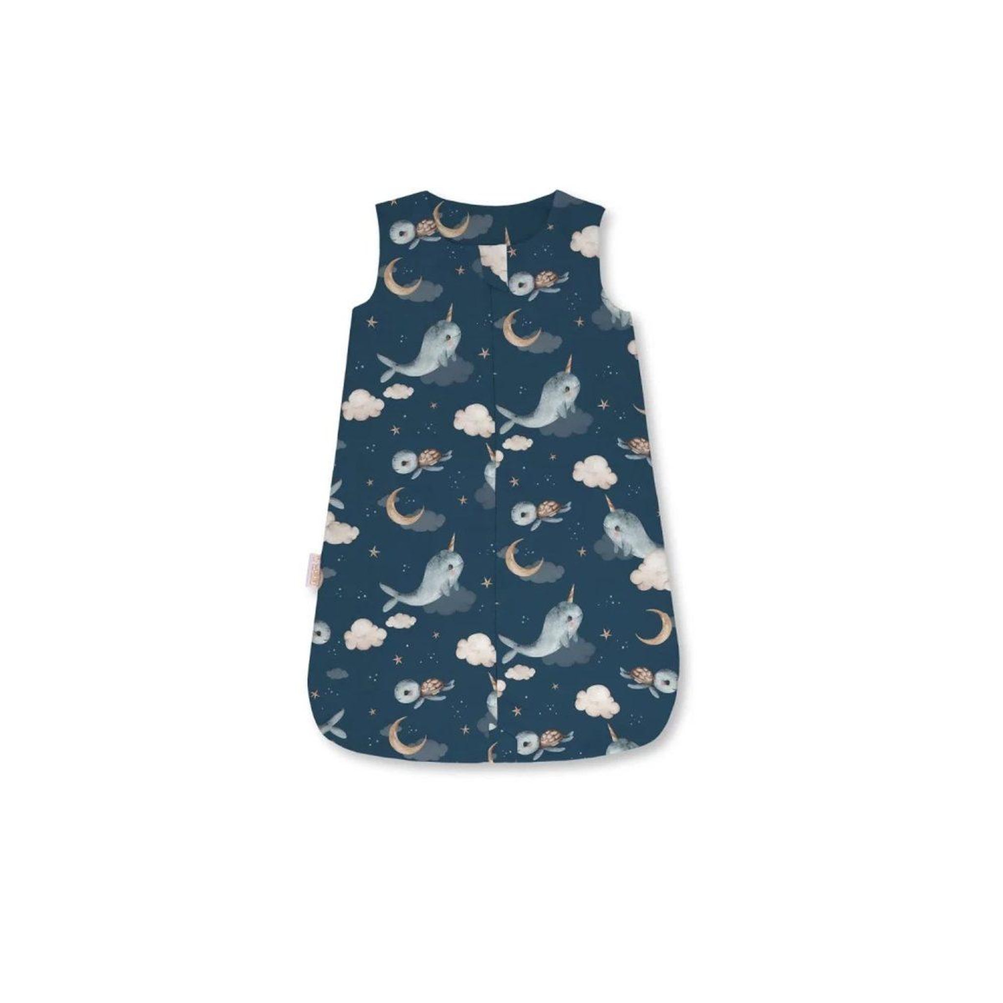 WALDIN Gigoteuse en bambou 40 × 64 cm 0,5 TOG - taille S - motif baleine, bleu foncé