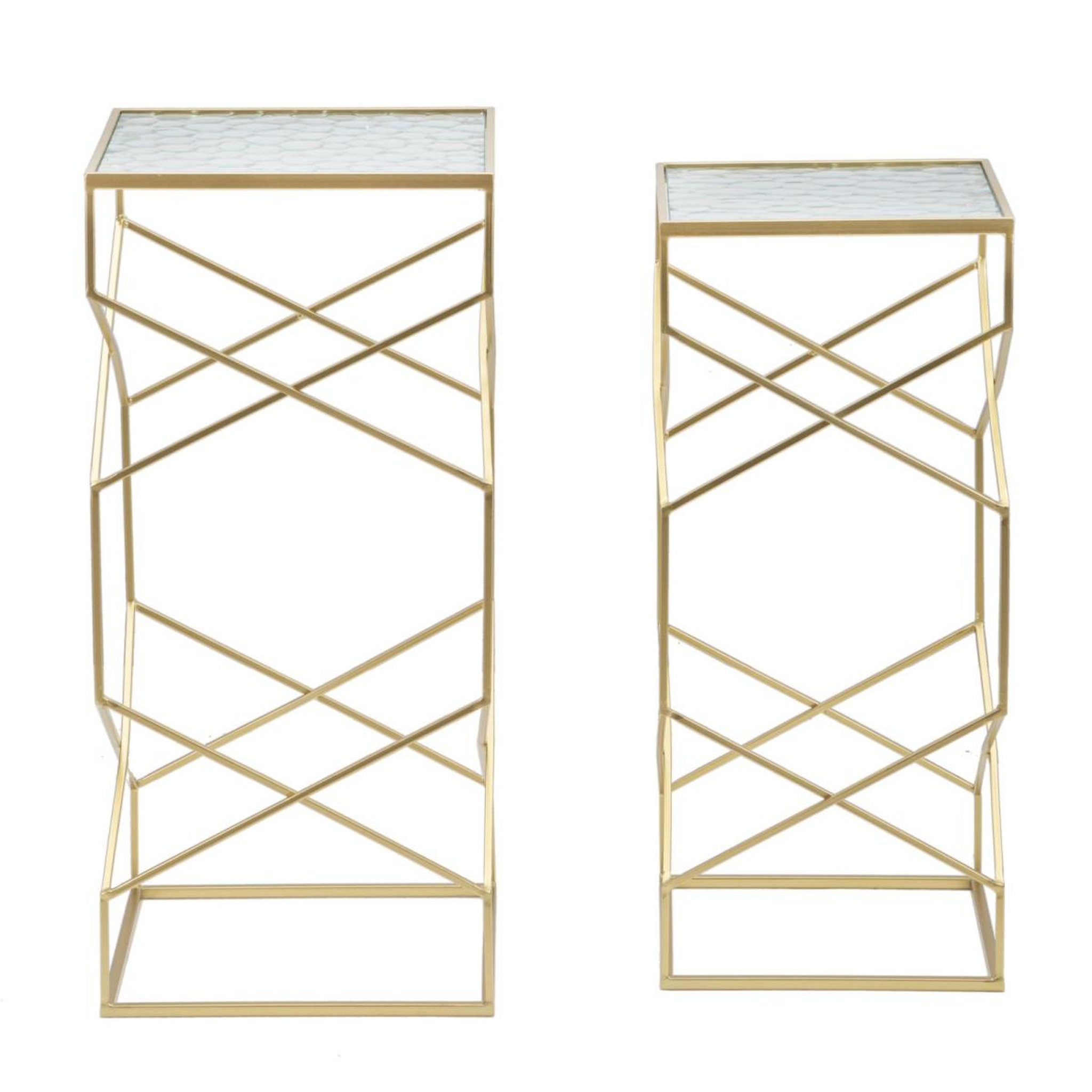 Voir la diapositive 5 : Paris Prix Lot de 2 tables d'appoint design  glassy  68cm or