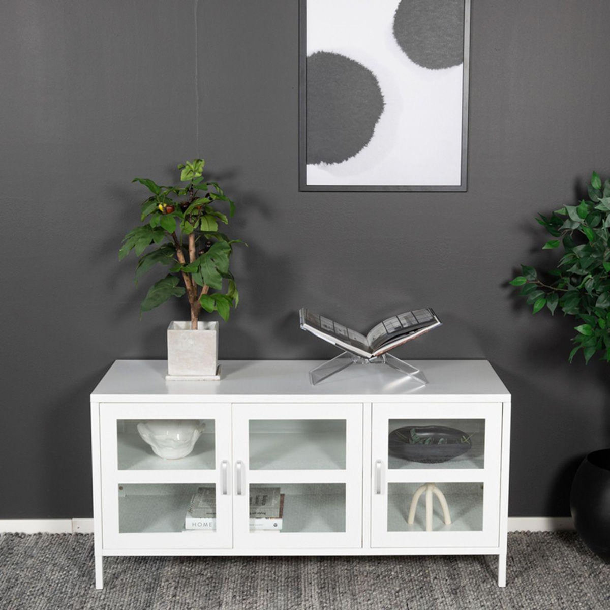 Paris Prix Meuble TV 3 Portes  Acero  120cm Blanc