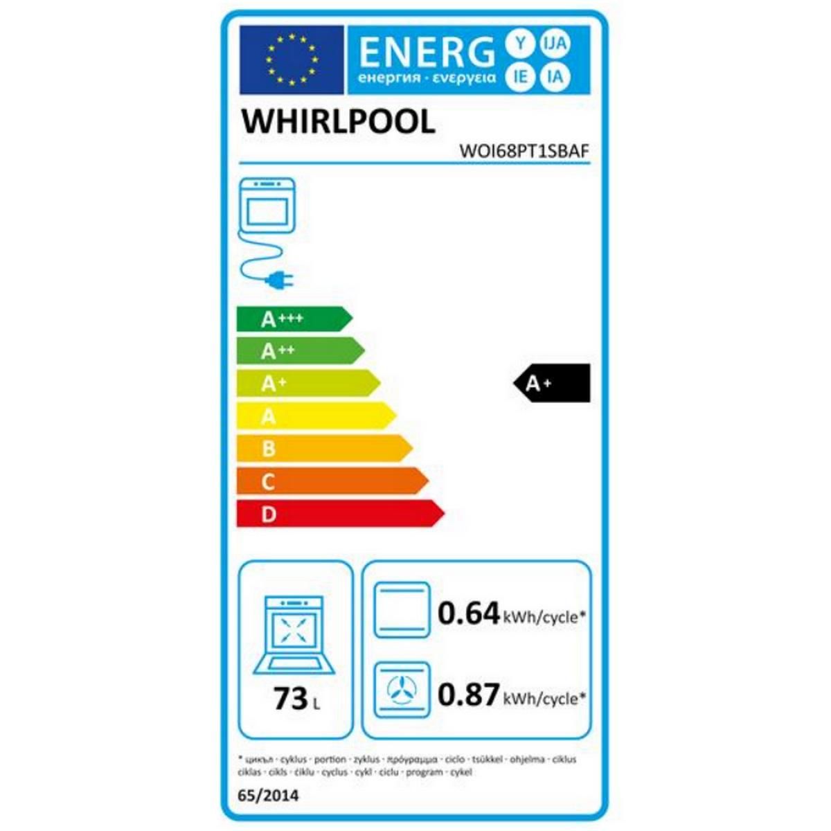 Whirlpool Four intégrable multifonction 73l 60cm pyrolyse noir - WOI68PT1SBAF
