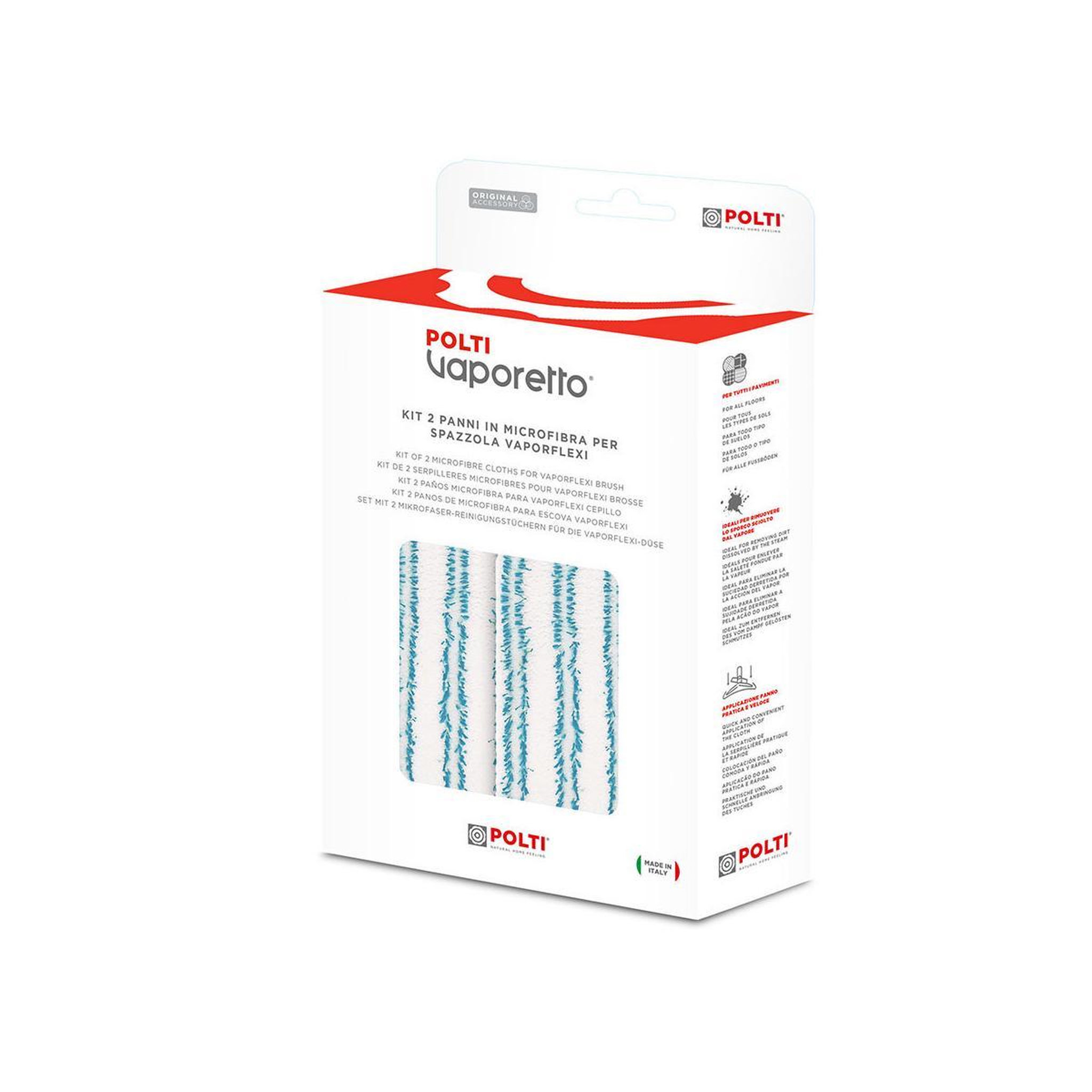 Voir la diapositive 3 : POLTI Serpillière microfibre nettoyage sols x2 nettoyeur vapeur vaporetto