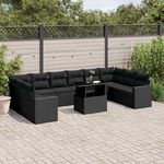 VIDAXL Salon de jardin 11 pcs avec coussins noir resine tressee
