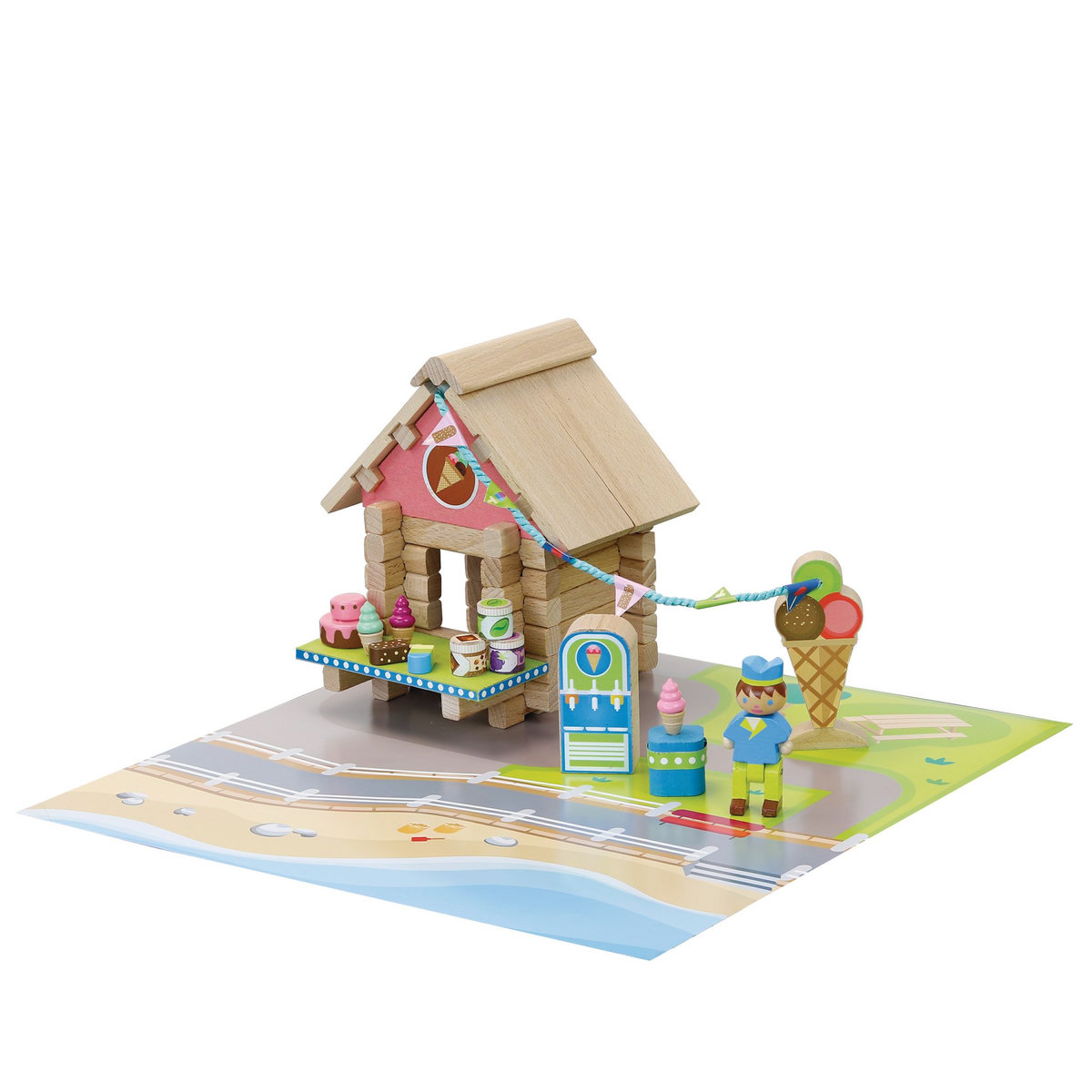 JEUJURA Le marchand de glaces - 60 pièces - Jeu de construction