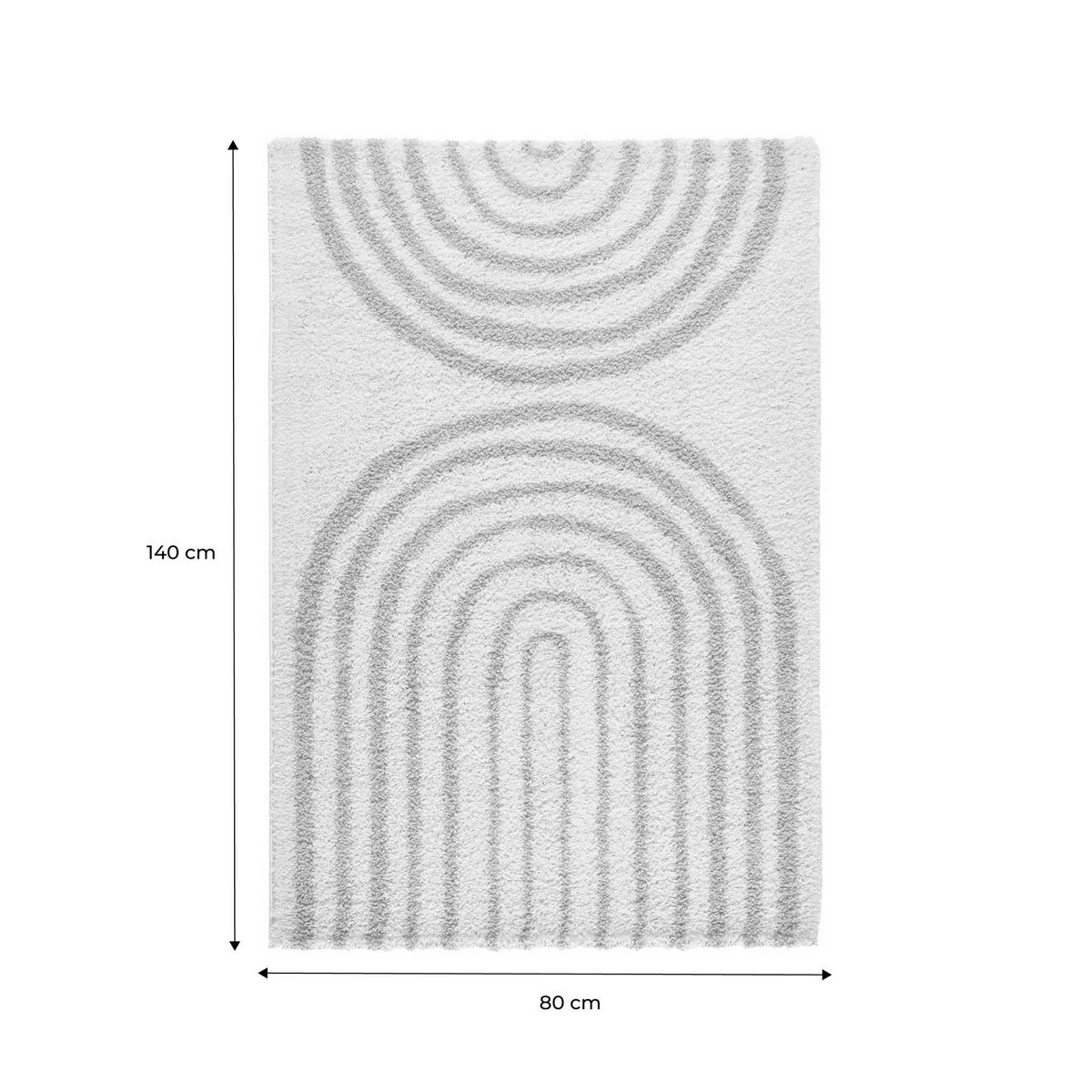 SWEEEK Tapis intérieur shaggy, motifs géométriques arc-en-ciel, beige, poils longs