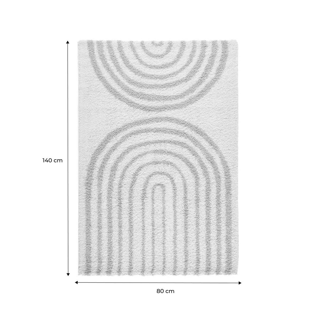 SWEEEK Tapis intérieur shaggy, motifs géométriques arc-en-ciel, beige, poils longs