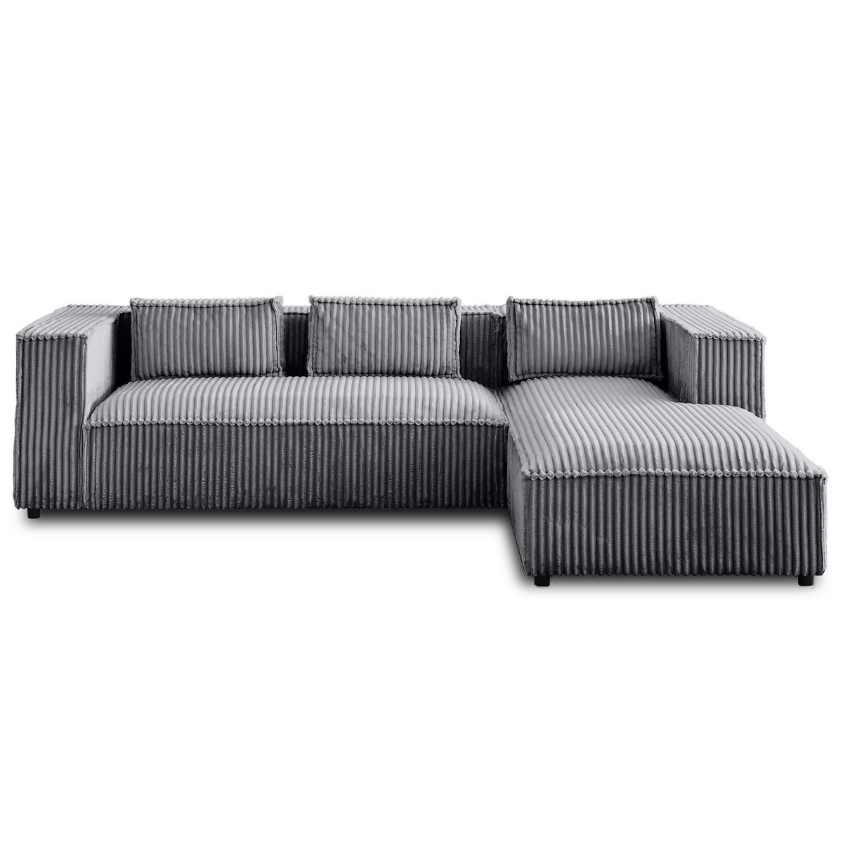 LISA DESIGN Stella - canapé d'angle droit - 4 places - en velours côtelé grosses côtes