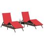 Voir la diapositive 3 : VIDAXL Chaises longues lot de 2 avec table marron resine tressee