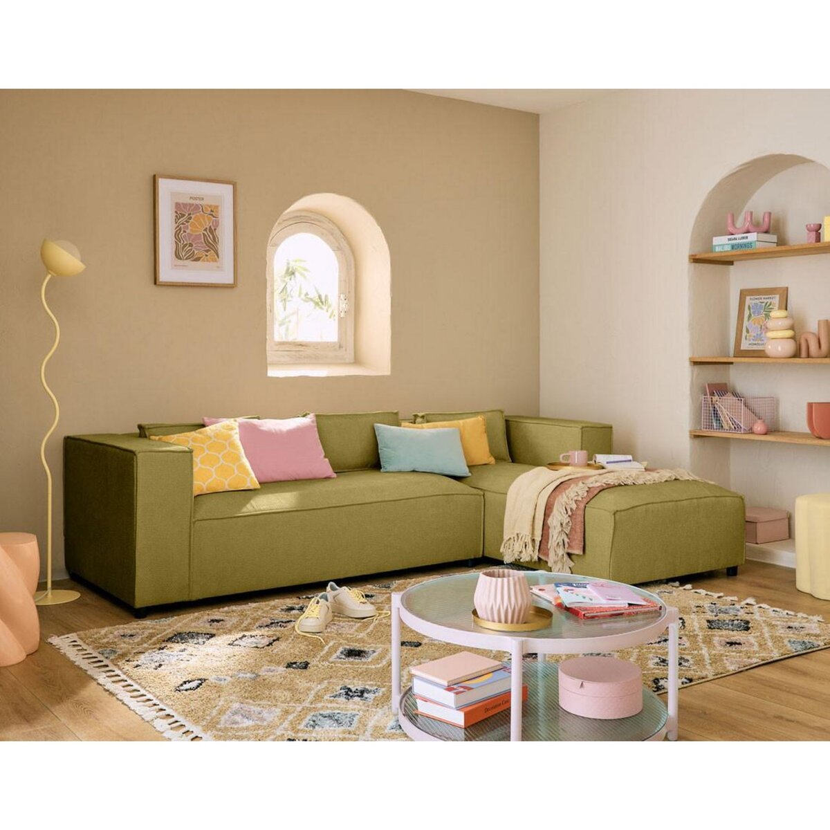 LISA DESIGN Stella - canapé d'angle droit - 4 places - en tissu texturé