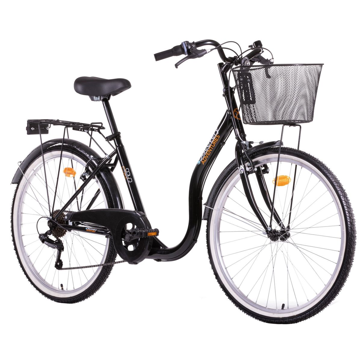 DISCOVERY ADVENTURES Vélo VTC 26'' City Rigide Femme Acier  Discovery Adventures  - 6 vitesses - Enjambement bas - Freins V-Brake - Dérailleur Shimano - Equipé City
