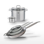 ELO Lot de 3 Poêles 24/28/32 cm et 2 Faitouts 14/26 cm Elo Relief Solution