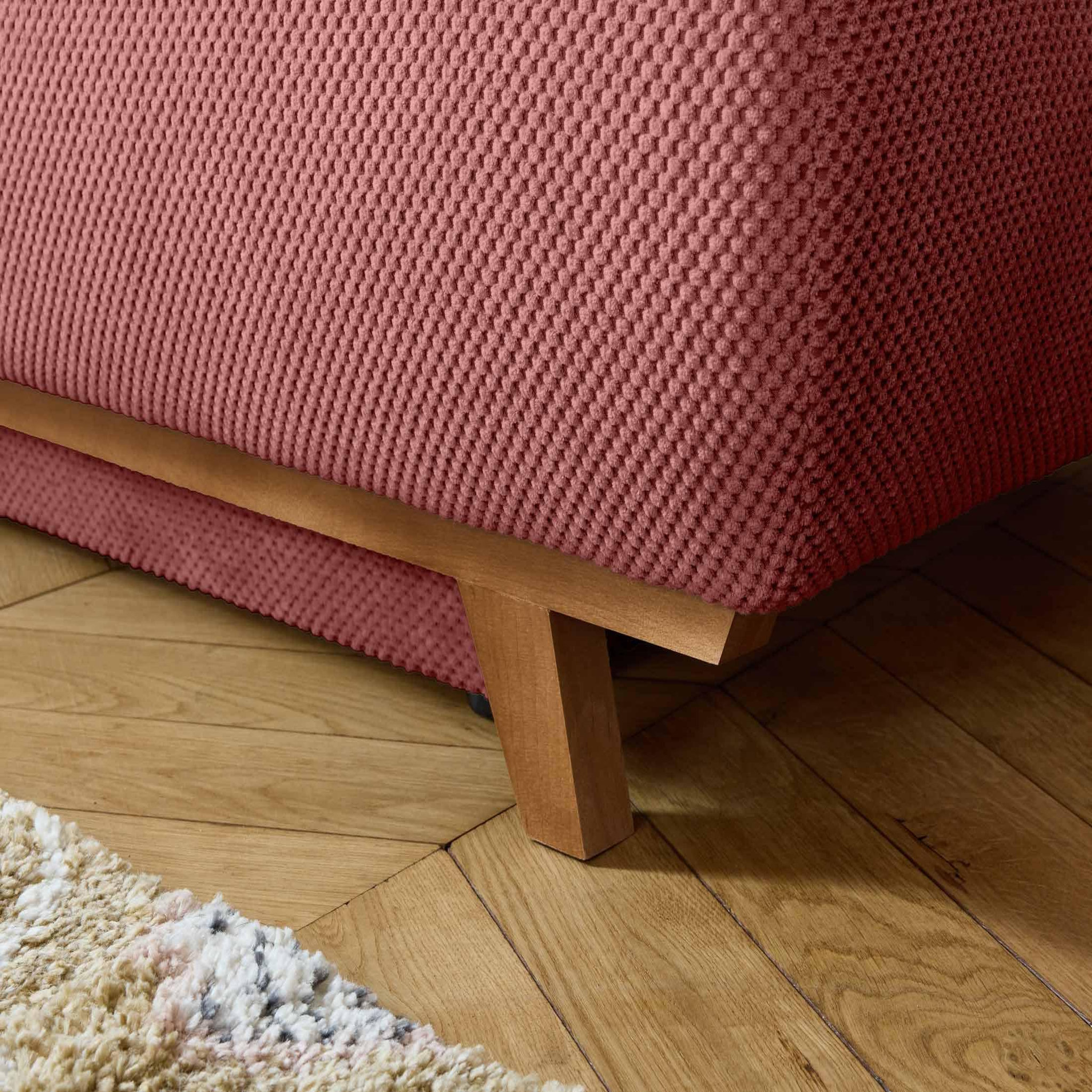 Voir la diapositive 4 : BEST MOBILIER Cristal - canapé 3 places - convertible avec coffre et grand pouf - en velours texturé