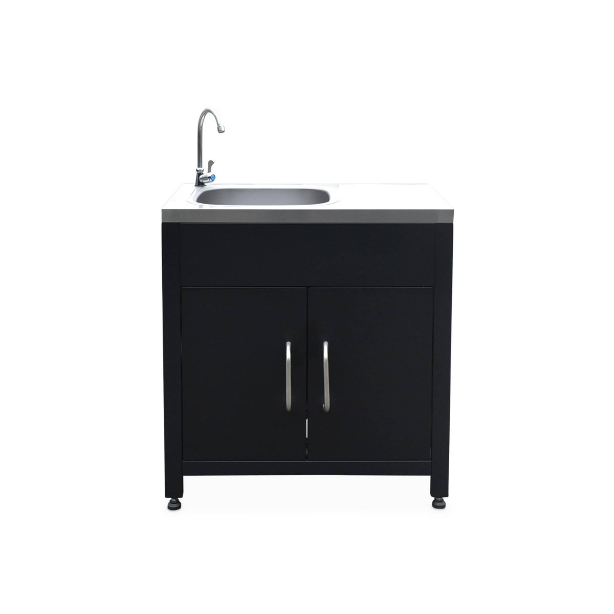 SWEEEK Meuble de cuisine extérieure en acier avec évier L80cm