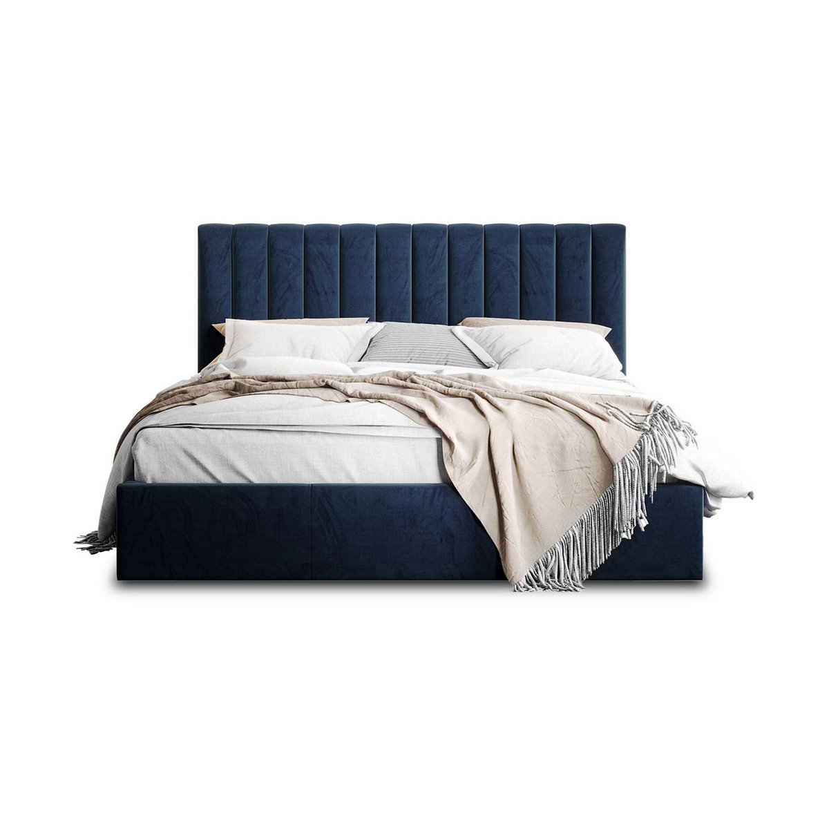 BEST MOBILIER Rosario - lit coffre - 160x200 - sommier inclus - en velours