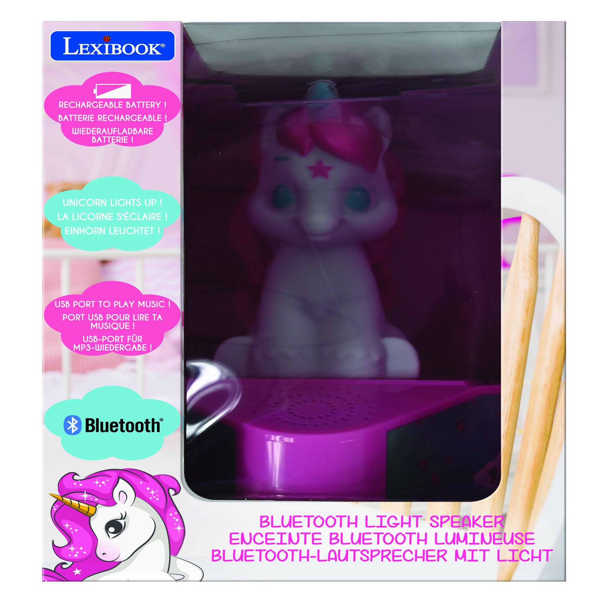 Voir la diapositive 5 : Lexibook Enceinte Bluetooth avec figurine lumineuse Licorne