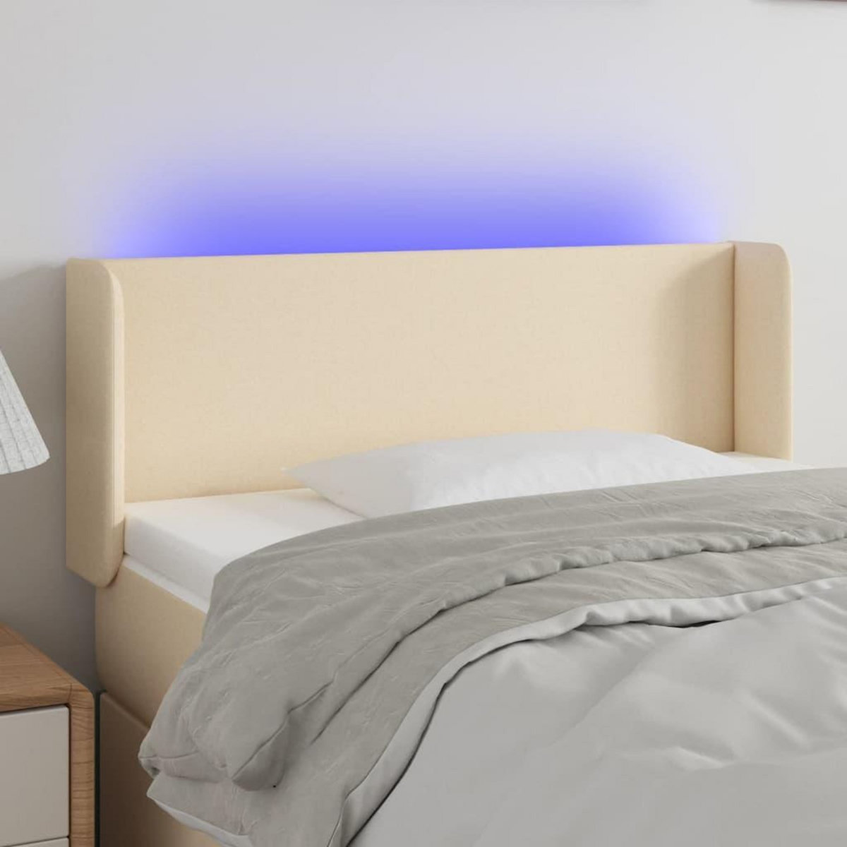 VIDAXL Tete de lit a LED Creme 83x16x78/88 cm Tissu