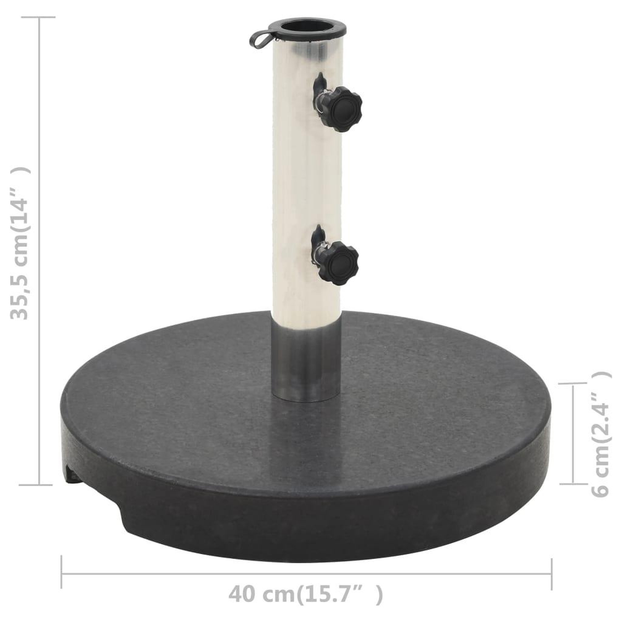 Voir la diapositive 6 : VIDAXL Socle de parasol Granite 20 kg Rond Noir