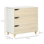 Voir la diapositive 3 : HOMCOM Commode design scandinave 3 tiroirs piètement effilé panneaux MDF blanc aspect bois clair