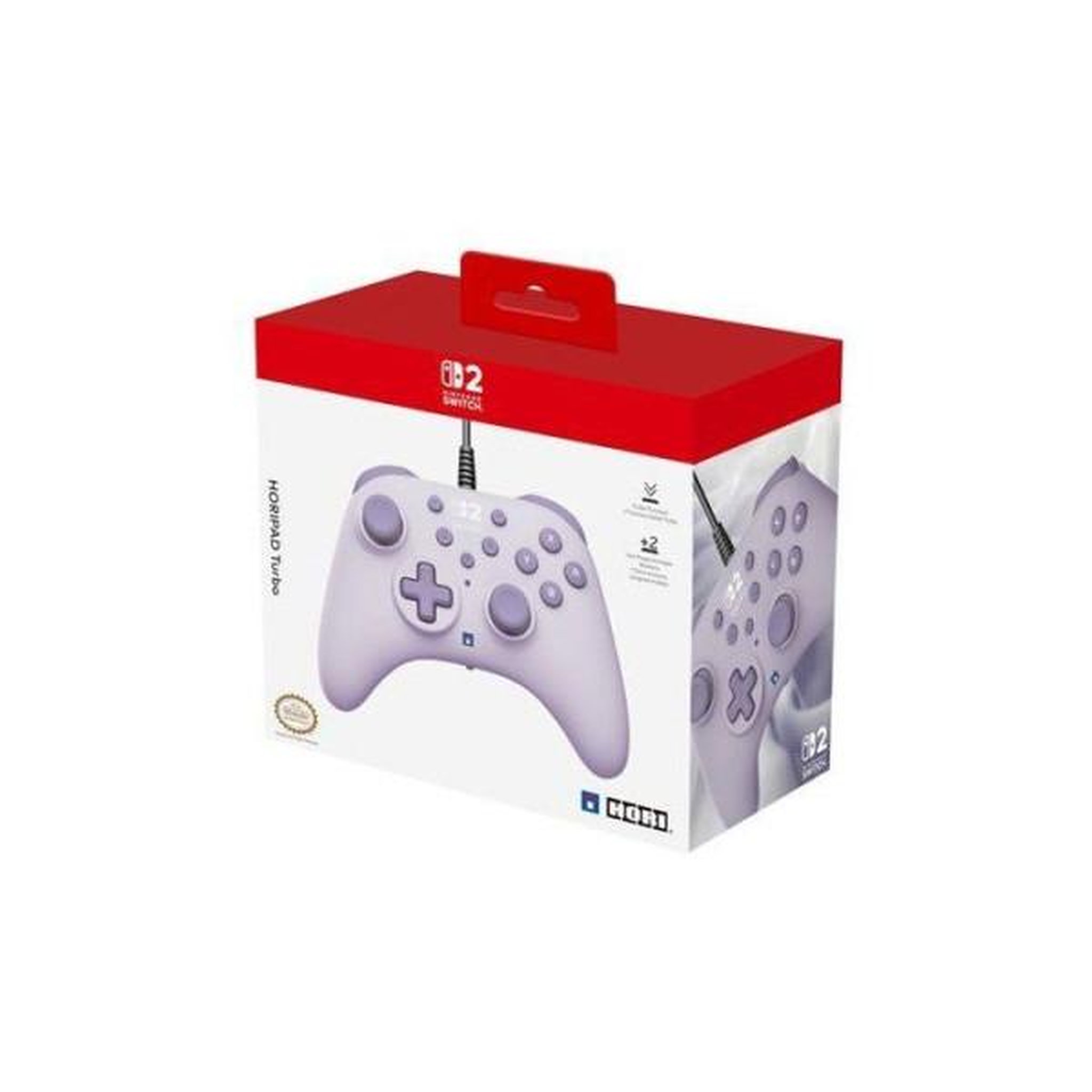 Voir la diapositive 2 : HORI Manette de jeu - nintendo switch et switch 2 - filaire - lavande - horipad turbo - boutons arriere programmables - hori