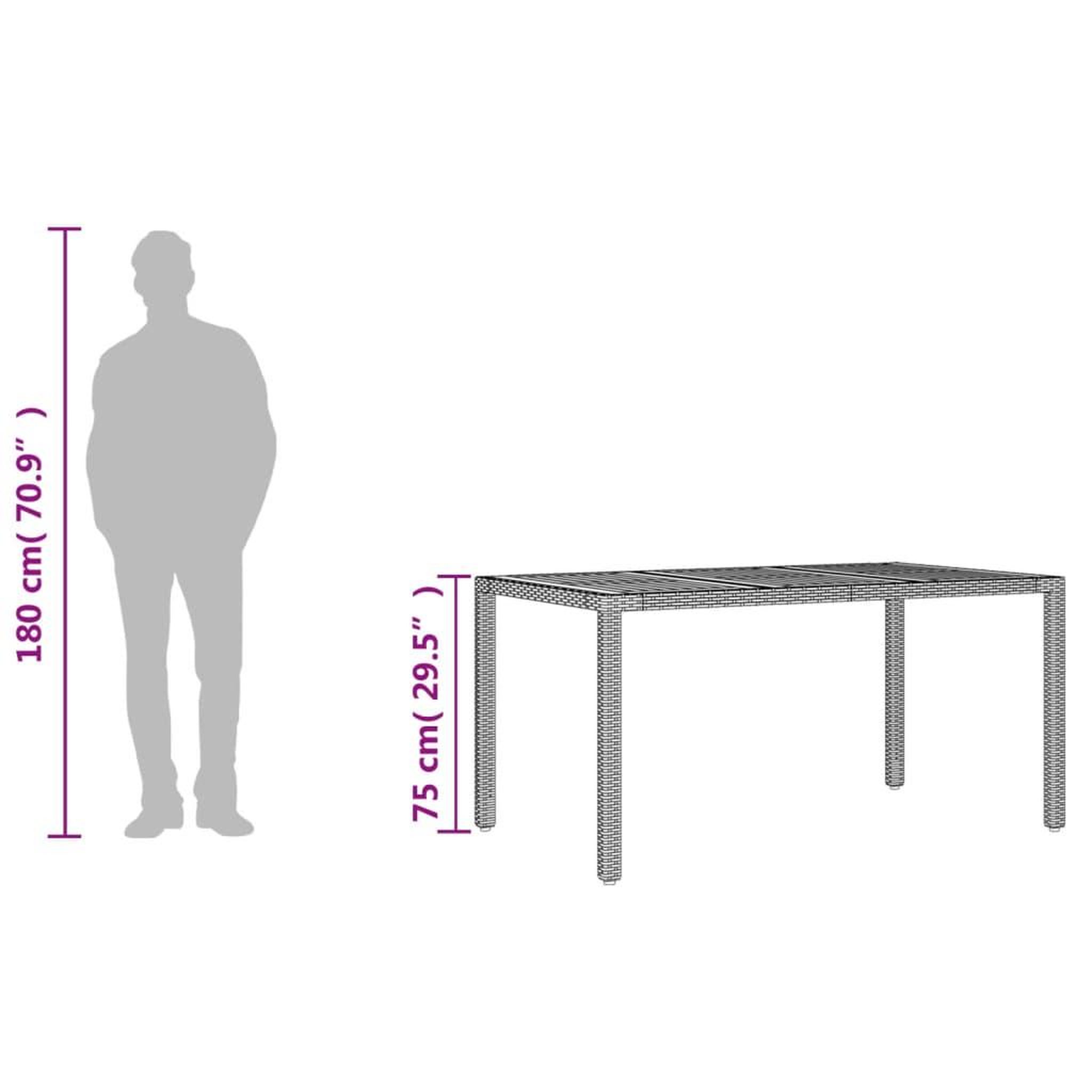 Voir la diapositive 6 : VIDAXL Table de jardin et dessus en bois d'acacia noir resine tressee