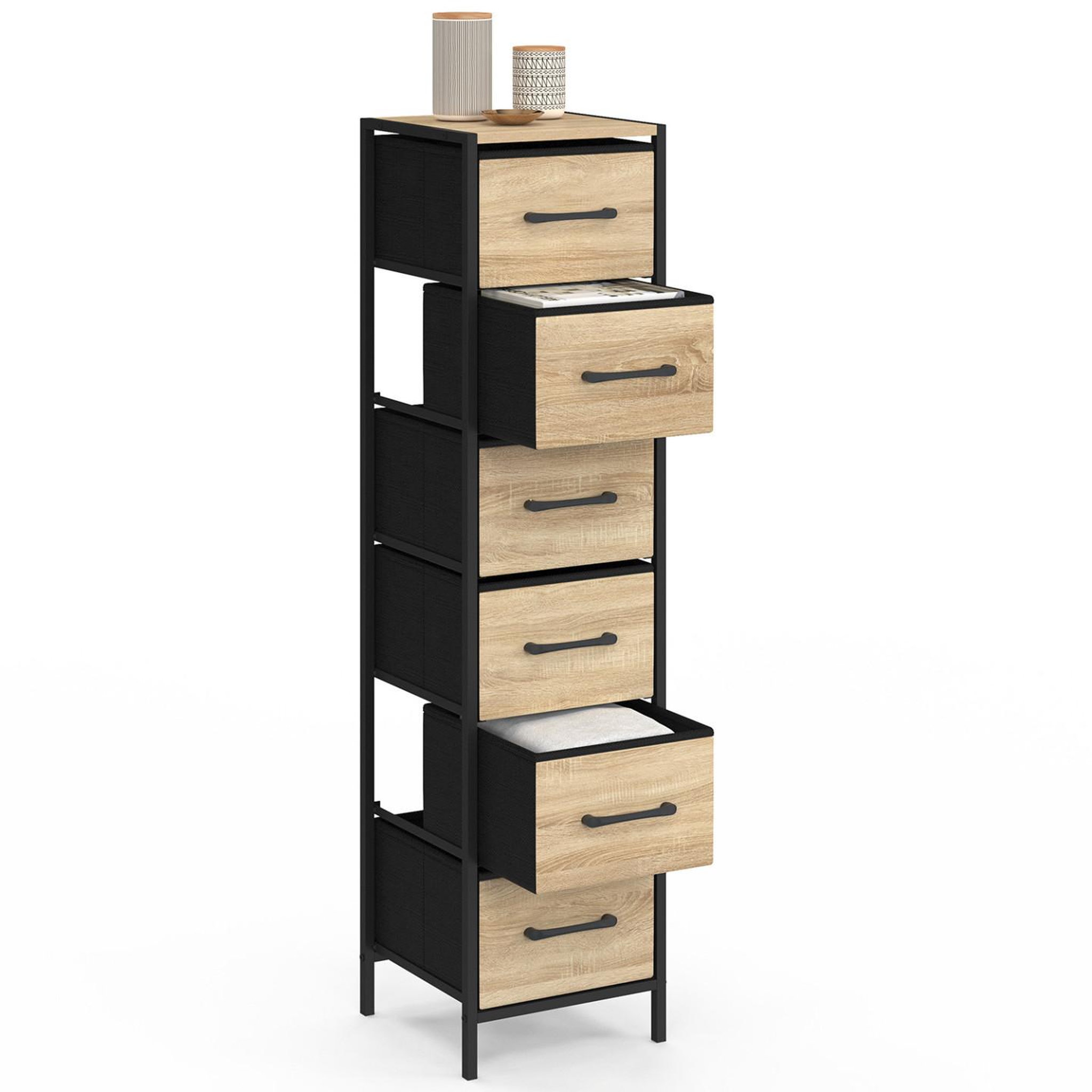 Voir la diapositive 4 : ID MARKET Meuble d'appoint 6 tiroirs utah 30x30x120 cm chiffonnier pour entrée salle de bain design industriel