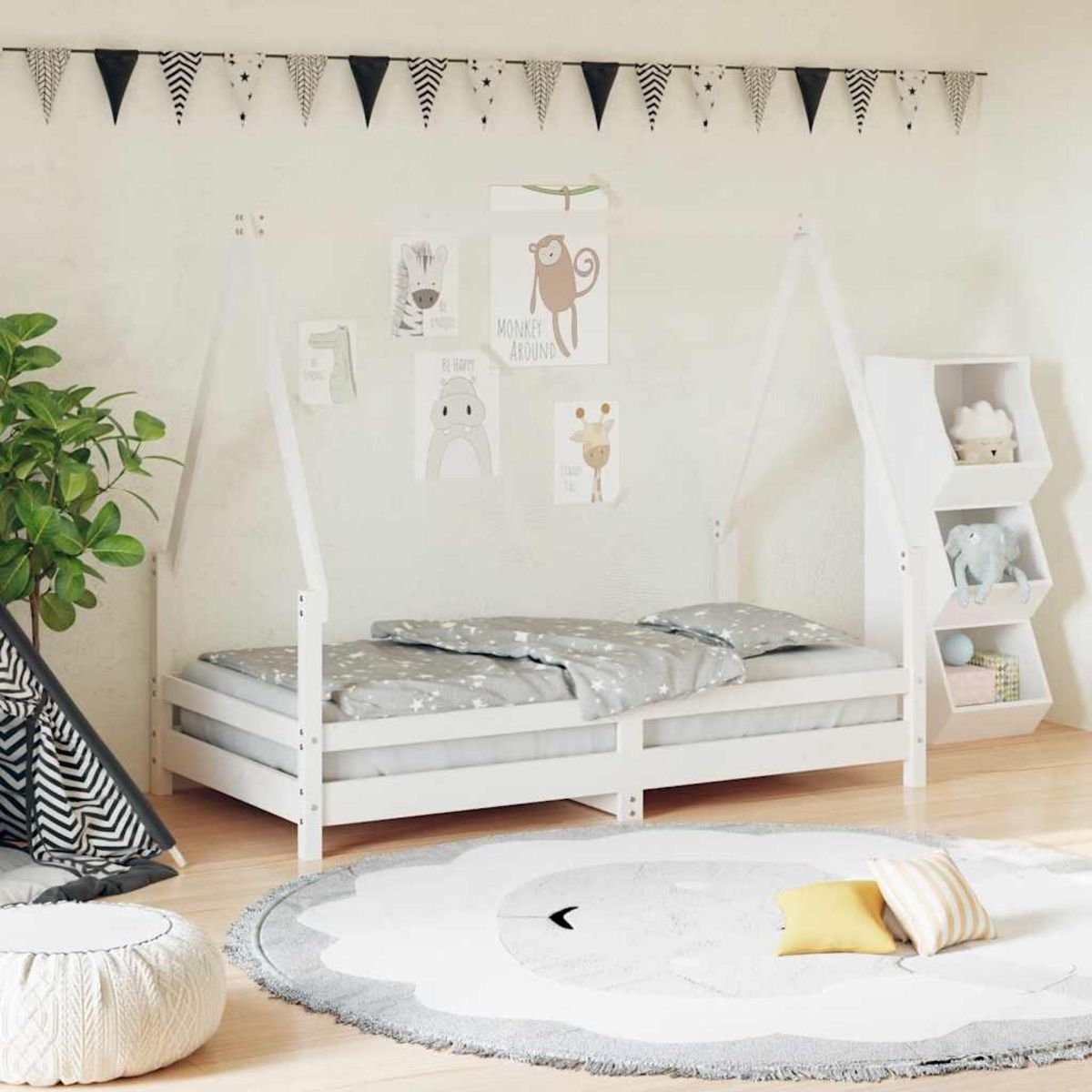 VIDAXL Cadre de lit pour enfant blanc 80x160 cm bois de pin massif