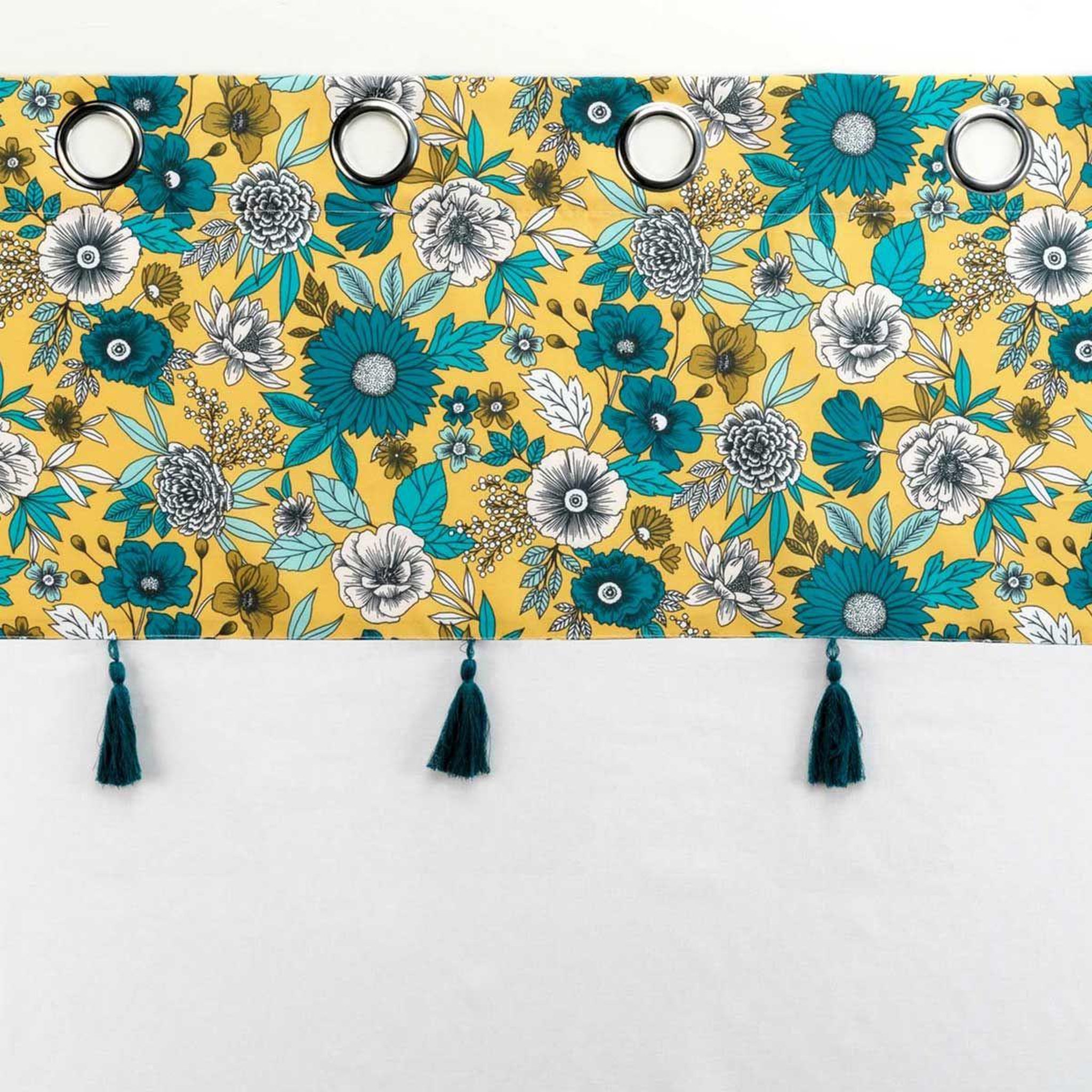 Voir la diapositive 3 : Douceur d'Intérieur Rideau voilage à œillets  bohoflora  140x240cm jaune