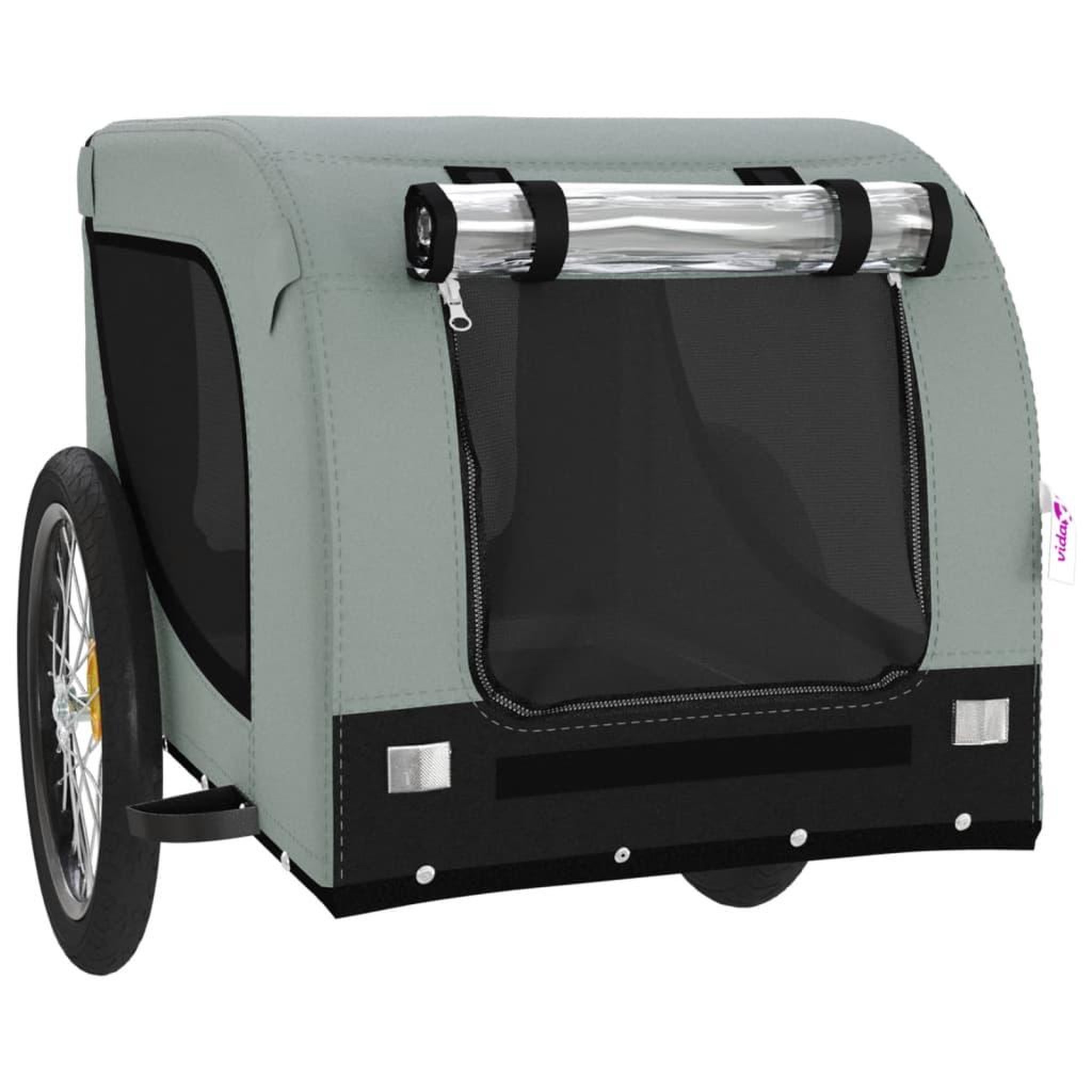 Voir la diapositive 4 : VIDAXL Remorque de velo pour animaux de compagnie gris et noir