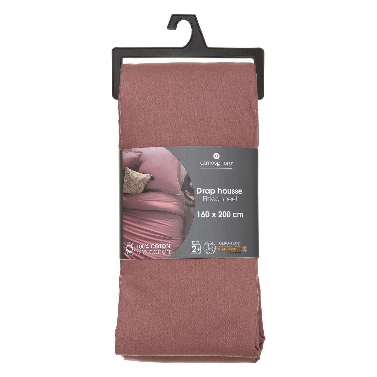 ATMOSPHERA Drap Housse bonnet 30 cm 100% Coton Esther