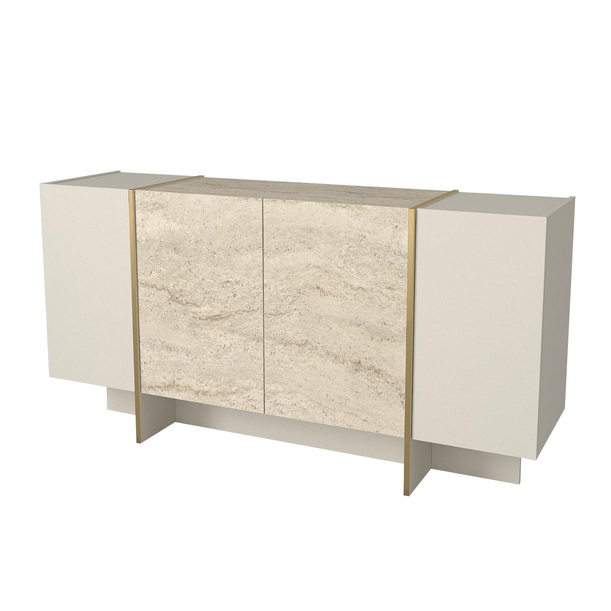 Habitat et Jardin Buffet en bois  veyron  - 180 x 46 x 75 cm - travertin, grès